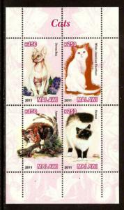 Malawi 2011 M/S Domestic Animals Mammals Famous Cats Fauna Pet Nature Stamps MNH