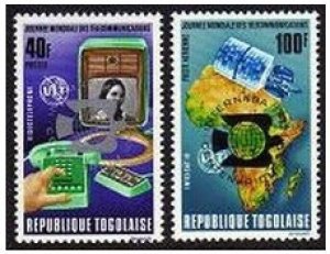 Togo 880, C229, MNH. Michel 1045-1046 UPU-100. INTERNABA-1974. Map, Satellite.