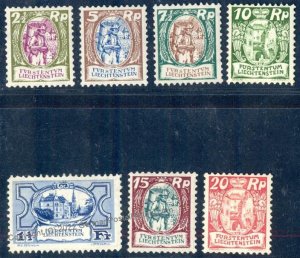 Liechtenstein 1924 Peasant and Palace Set Sc 74-80 MNH 109420