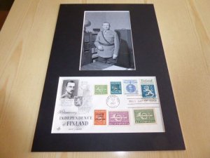 Mannerheim Finland indepence USA FDC Cover and mounted photograph mount size A4