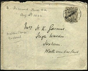 MALTA 1922 cover Valetta to UK.............................................30390