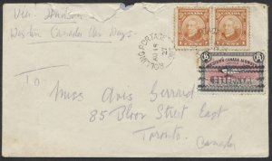 1927 #CL40 Western Canada Air Semi-Official On Rolling Portage to Toronto Cover