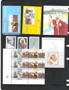 Poland  Pope John Paul II collection of Mint NH  stamps and Booklets 1993-1999