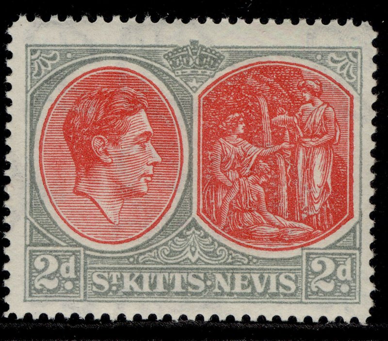 ST KITTS-NEVIS GV SG71b, 2d scarlet & pale grey, M MINT. 