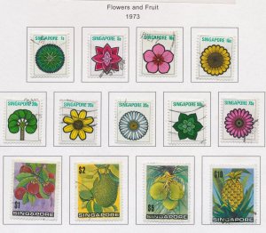 SINGAPORE - Scott 189-201, SG 212-224 -  used -  Flowers & Fruit - 1973