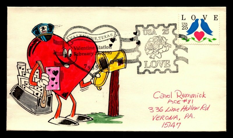 ACE hand painted cachet / Valentines Day /Art Cover ACE# 162 - Lot 0222511
