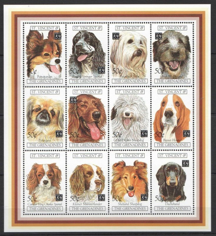 A0025 ST.VINCENT FAUNA DOMESTIC ANIMALS PETS DOGS YEAR OF DOG 1SH MNH