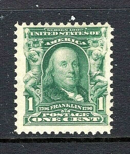 [ST]   US #300 Mint-NH OG ~1902-3 Green 1c Franklin ~ Fresh & Sound  