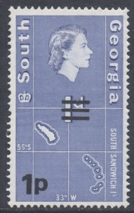 South Georgia Falkland Islands Scott 18 - SG19, 1971 Elizabeth II 1p on 1d MH*