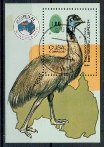 Cuba 1984 Used Stamps Souvenir Sheet Scott 2734 Australia Map Birds Emu Philatel