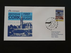 FFC first flight cover flown on KLM Amsterdam to Cork Ireland 6 april 1991