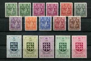 St Lucia SC# 1335-148, 135a,136a SG# 146-9, 146a, 147a KGVI & Coat of Arm set MH