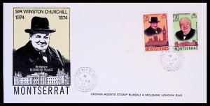 MONTSERRAT SC#318-319 Sir Winston CHURCHILL Centenary (1974) FDC