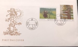 D)1982, NORWAY, FIRST DAY COVER, ISSUE, NORWEGIAN PAINTING, TELEMARK GIRLS