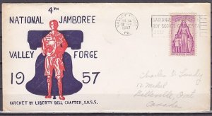 United States,14/JUL/57 issue. 4th Nat`l Jamboree. 14/JUL/57 Cancel &  Cachet. ^