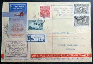 1931 Hobart Tasmania Xmas First Flight Cover FFC To Sutton Coldfield England Sig