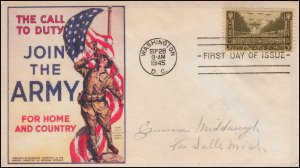 AO-934, 1945, U.S. Army, First Day of Issue, Add-on Cachet, Addressed, SC 934 