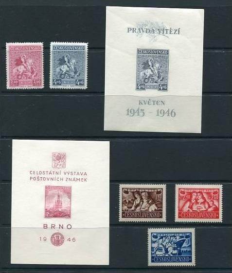 Czechoslovakia 1946 Mi Block 8-9 505-7 MLH