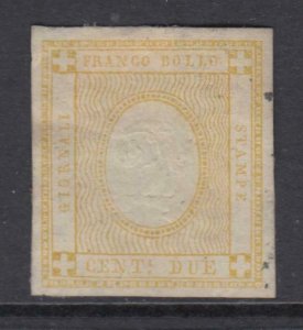 Italy - 1862 - Sass. n.10c yellow - cv 110$ unperforate MH*