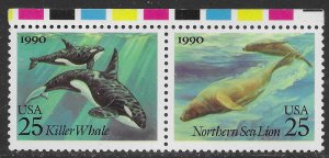 US #2508-09 MNH.  margin pair. Killer Whale, Northern Sea Lion.   Nice.