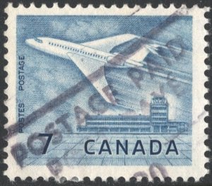 Canada SC#414 7¢ Douglas DC-9 Airliner and Upland Airport, Ottawa (1964) Used