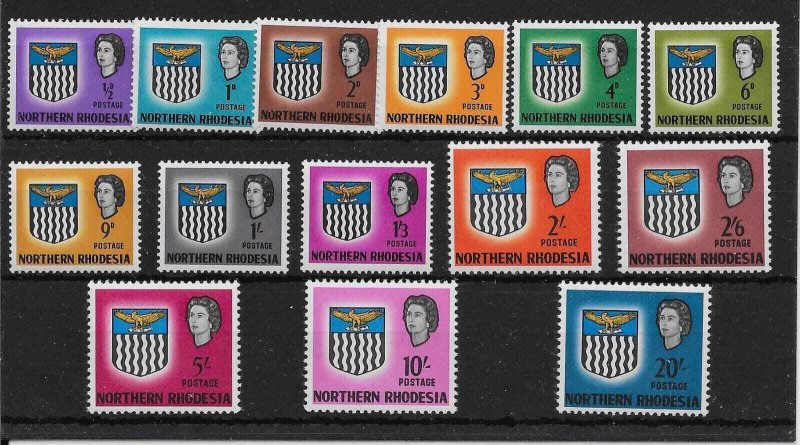 NORTHERN RHODESIA SG75/88 1963 ARMS DEFINITIVE SET MNH