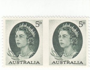 Scott # 365b - 5p Green  - Queen Elizabeth - pair, imperf in between- MNH