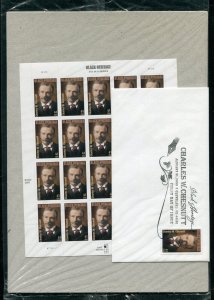 4222 Charles W Chesnutt Sheet of 20 41¢ Stamps Sealed With FDC MNH