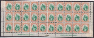 Guatemala, Scott 25, mostly MNH double imprint block of 30