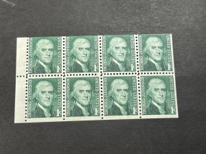 U.S.# 1278a-MINT/NH-COMPLETE BOOKLET PANE OF 8---SHINY GUM---JEFFERSON---1968