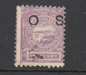 New South Wales SG O39 used. 1888 1p lilac View of Sydney, inverted watermark