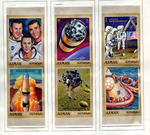 AJMAN APOLLO SPACE MISSION 11 & 13 PERF & IMPERF: SET  MINT NH AS SHOWN