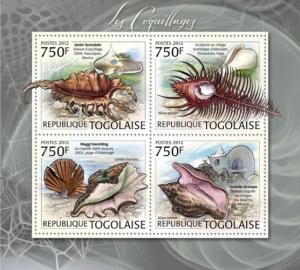 TOGO 2012 SHEET SHELLS SEASHELLS MARINE LIFE tg12103a