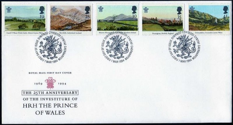 Great Britain 1548-1552 FDC var 2. Mi 1503-1507. Watercolor Landscapes, 1994.