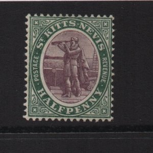 St Kitts & Nevis 1905 SG11 Halfpenny MCA watermark - mounted mint