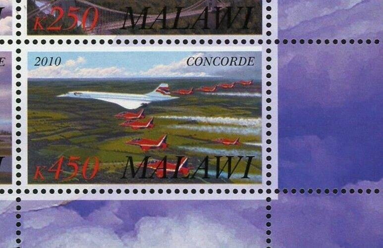 Congo Concorde Cloud Airplane Transportation Souvenir Sheet of 4 Stamps Mint NH