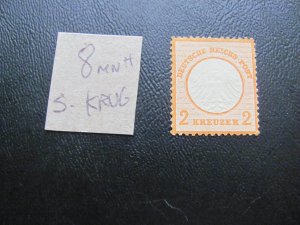 GERMANY 1872 MNH SIGNED KRUG MI.  8 SC 8a SMALL SHIELD VF/XF 6500 EUROS (122)