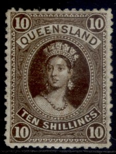 AUSTRALIA - Queensland QV SG155, 10s brown, VLH MINT. Cat £250.