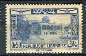 LEBANON; 1937-40 early Pictorial Airmail issue fine Mint hinged 0.50p. value