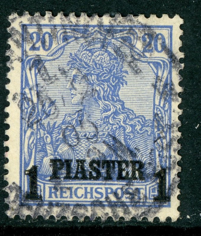 Germany 1903 Offices in Turkey 1 Piaster/20pf Blue Scott # 27 VFU R128