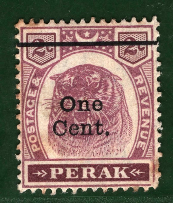 MALAYA Stamp PERAK TIGER 1c/2c Surcharge c1900 Mint MM ex Collection YELLOW317