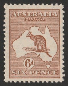 AUSTRALIA 1929 Kangaroo 6d Small Multi wmk. MNH **. ACSC 22A cat $100