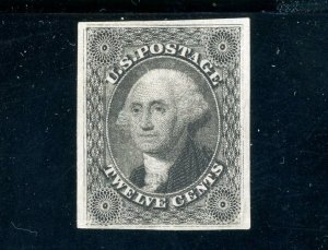 USAstamps Unused VF US Serie of 1851 Imperf Washington Scott 17 LH RG + Cert