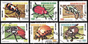 Benin 1207 A-1207F, CTO, Beetles and Bangkok 2000 Exhibition