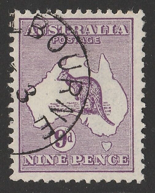 AUSTRALIA 1913 Kangaroo 9d 1st wmk. CTO. SG 10(var). ACSC 24wb cat $120.