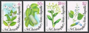 St Kitts-Nevis 393-396, MNH. Mi 388-391. Flowers 1980. Cerodendrum aculeatum,