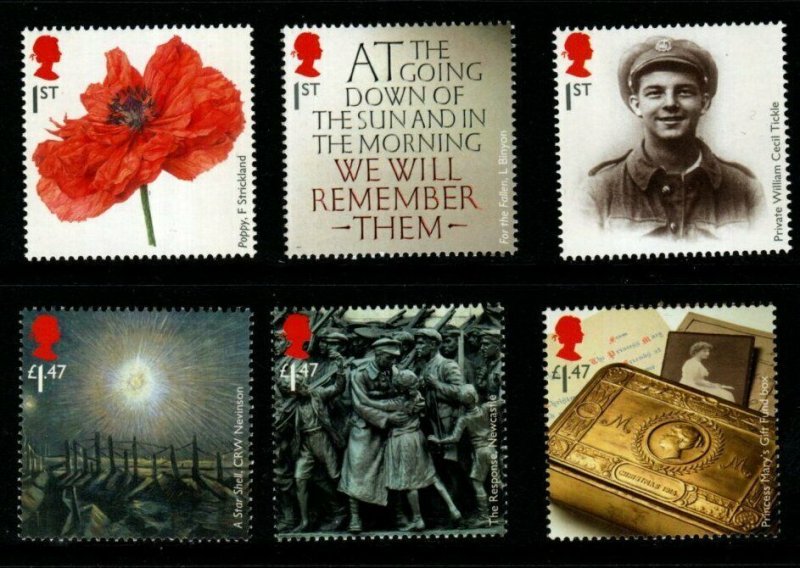 GB SG3626/31 2014 FIRST WORLD WAR MNH 