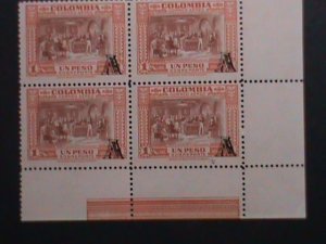 ​COMUMBIA-1951 SC#C212 PROCLAMATION OF INDEPENDENCE- IMPRINT MNH BLOCK VF