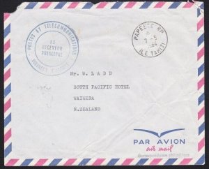 FRENCH POLYNESIA 1964 Official cover Papeete to New Zealand................B3594