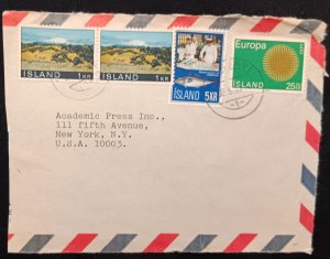 DM)1971, ICELAND, LETTER SENT TO U.S.A, AIR MAIL, WITH LANDSCAPES